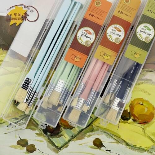 10Pcs/Set Nylon Hair Art Watercolor Paint Brush Oblique Head Artistic Brushes For Acrylic Oil Painting Give Box Variety Style