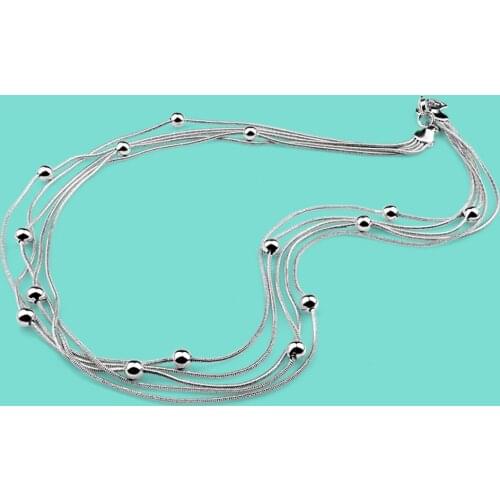 925 sterling silver necklace for women multilayer snake chain design collarbone solid silver necklace Charm jewelry best gift