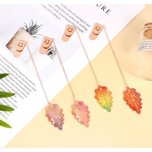 2pc Kawaii Colored Wavy Leaves Bookmark Decoration Accessories Book Mark Page Folder Student Office School Supplies Stationery