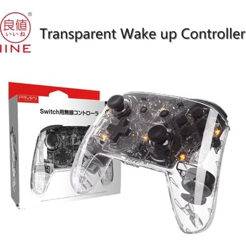 IINE Controller for Nintendo Switch pro/lite for PC Wake-Up Transparent Controller Home Vibration burst Six axis amibo Headphone