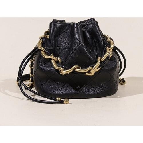 Bucket Bag Leather Handbag Xiaoxiangfeng 2021 New Rhombic Tide Shoulder Messenger Bag Bag Female Summer Chain Bag