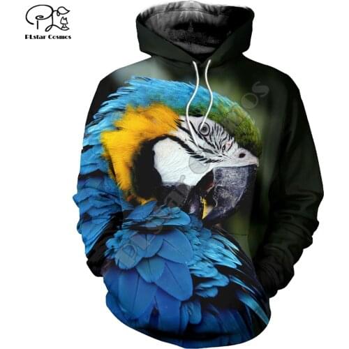 PLstar Cosmos Colorful Parrot 3D Printed Hoodies Casual Men/Women Zipper Hooded Funny Animal Unisex Brand Streetwear Apparel P14