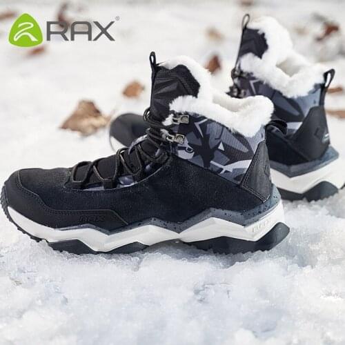 RAX Waterproof Hiking Shoes Men Winter Outdoor Sneakers for Men Snow Boots Plush Mountain Snowboots Outdoor Tourism Jogging Shoe