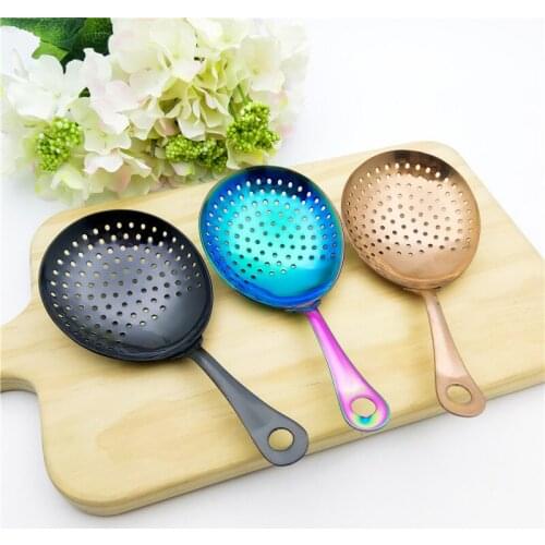 Oversize Round Head Colander Spoon Ice Scoop draining Spoon Fruit Cocktail Filter Strainer Kitchenware 304 Stainless Steel 1pcs
