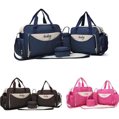 5 pies suit Mummy Bag Bottle Storage Multifunctional Waterproof Separate Bag Nappy Maternity Handbag Baby Tote Diaper Organizer