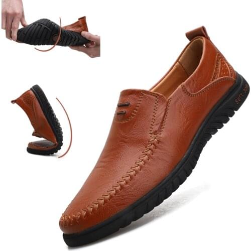 Genuine Leather Men Shoes Slip on Formal Loafers Men Moccasins Boat Shoes Casual Mens Driving Shoes