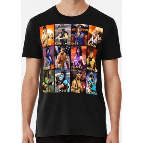 Men Shirt Mortal Kombat 2 SNES Character Portraits Women tshirt