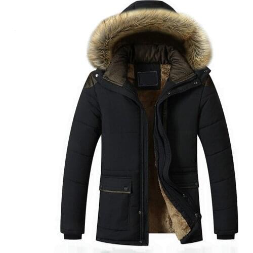 Plus Size M-5XL Fur Collar Hooded Men Winter Jacket New Vogue Warm Parkas Men Wool Liner Windproof Parkas Hombre Invierno