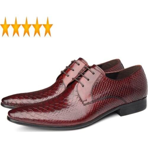 Mens Pointed Toe 2021 British Formal Real Leather Business Casual Zapatos Man Footwear Fashion Snake Wedding Dress Shoes