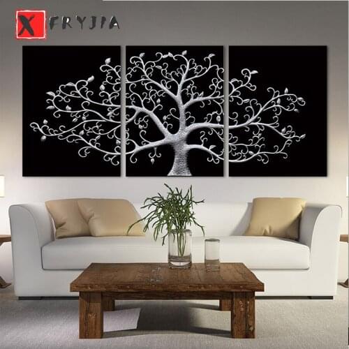 3pcs Black and White art Diamond Painting Full Square round Drill Modern Abstract Tree Diamond Embroidery Sale Mosaic Crafts Kit
