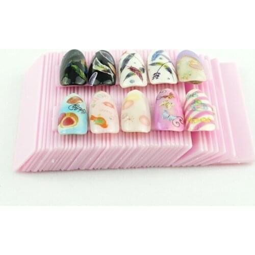 NOQ 50Pcs False Nails Tips Fake Nail Display Stand Holder With Protective Film Practice For Manicure Nail Art Tools
