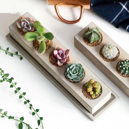 Porous Pot Molds For Concrete Silicone Flower Pot Molds 5 holes Silicone Planter Molds Cactus Pot mould Rectangle Tray Molds