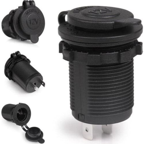 Car Cigarette Lighter Socket 12V 24V Motorcycle Auto Boat Tractor Power Outlet Socket Receptacle Waterproof Plug Black