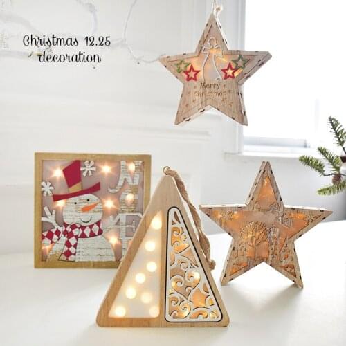 Christmas wooden led Santa Claus desktop ornaments Christmas deer Christmas tree lighting ornaments