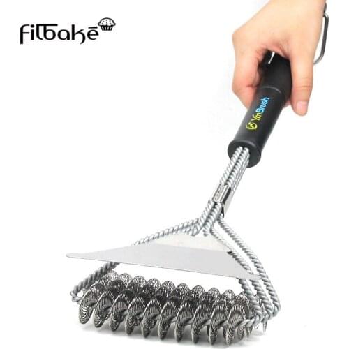 New Arrival BBQ Brush Clean Tool Stainless Steel Wire Bristles Non-stick Cleaning Brushes With Durable Outdoor Cook Accessorie