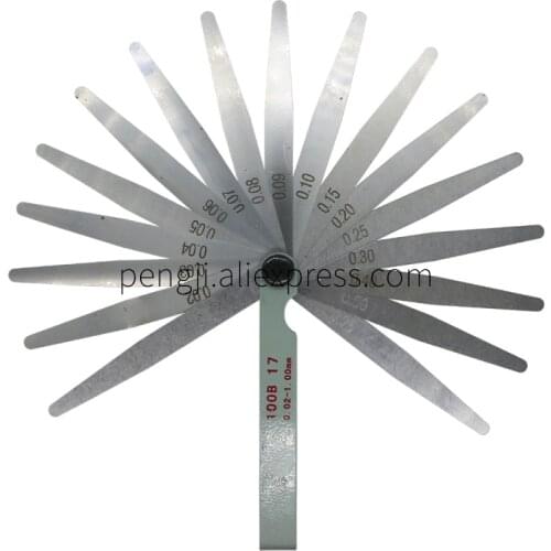 Stainless Steel Feeler Gauge Metric Spark Plug Gap Tool Gap Measurement Tool (0.02 - 1 mm, 17 Blades) Feeler Gauge Kit