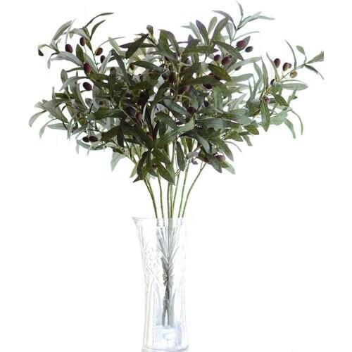 Silk Flower Green Fake Plant Simulation Olive Leaf Beautiful Craft Garden Hotel Real Touch Fashion Decoration DIY Party