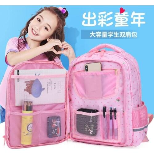 Young STUDENTS Refrigerator Door School Bag Spine-Reduction Negative 3-6 Grade GIRLS Children Casual Large-Volume Backpack