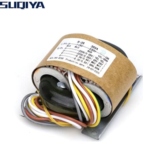 SUQIYA-R-26 OFC 35VA dual 220V0.05A dual 6.3V0.8A 35W R-type transformer supports 115V and 230V input