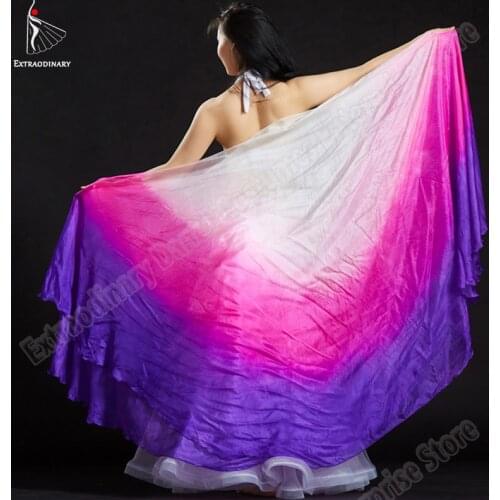 New Belly Dance Veils Performance Dancewear Women Scarf Shawl Veil Silk Semicircle Hand Thrown Accessories Rainbow 250cmx110cm