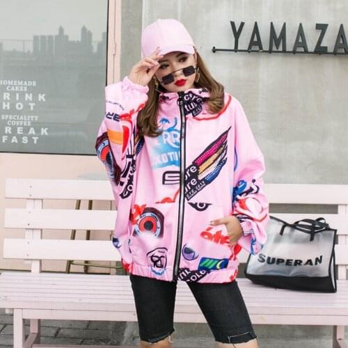 2020 Fashion The New Loose Printing Sequin Hooded Jacket Free Shipping