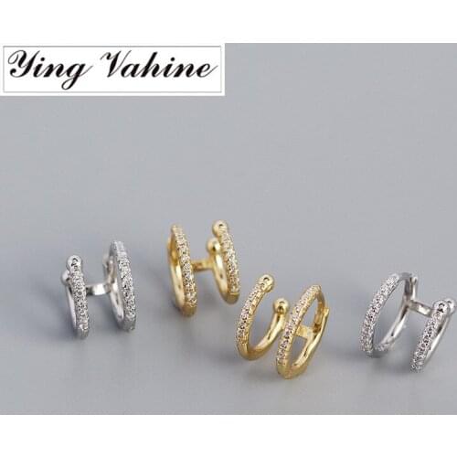 Ying Vahine 100% 925 Sterling Silver White Zircon Double Layer Hoop Earrings for Women Jewelry