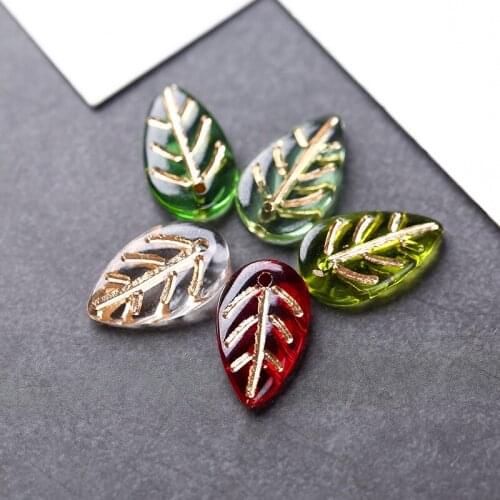 10pcs/lot 17x10mm Handcraft Lampwork Glass Beads Leaf Charms Ornament Earrings Pendant Materials DIY Jewelry Making Supplier