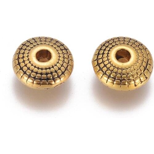 100pcs Tibetan Style Beads Antique Golden Color Spacer Beads for Bracelets Necklaces DIY Jewelry Making 8x4mm, hole: 1.5mm