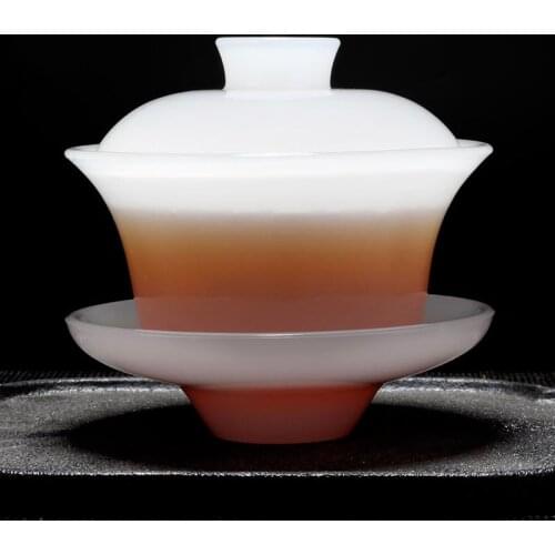160ml Creative Gaiwan White Jade Porcelain Tea Bowl with Lid Saucer Set Office Tea Ceremony Drinkware Birthday Gifts Collection
