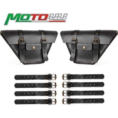 2PCS Cafe Racer Motorcycle Saddle Side Bags Genuine leather Motor Luggage Bag Chopper Bike Tool Bags old school