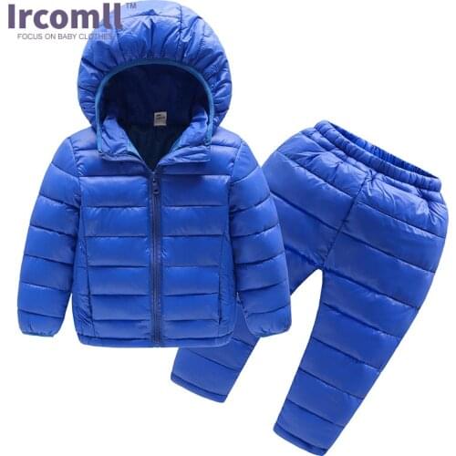 2017 Newest Children Sets For Toddler Warm Light Down Jackets + Pants For Boys Girls Outerwear Snowsuit Infant Winter Coat