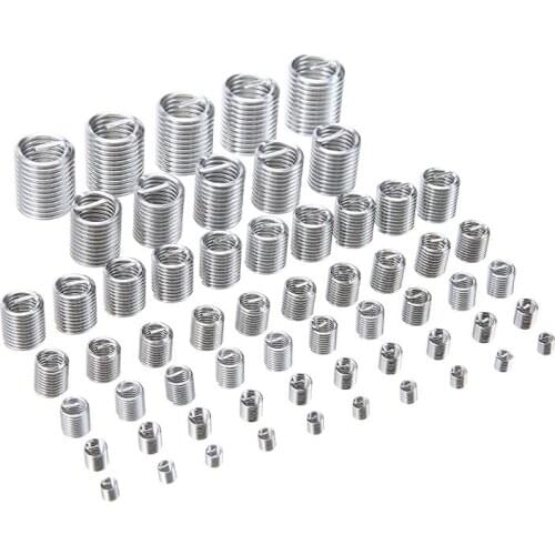 60pcs Silver M3 M4 M5 M6 M8 M10 M12 Wire Thread Insert Repair Tool Kit Stainless Steel Spiral Screw Threaded Inserts Tools