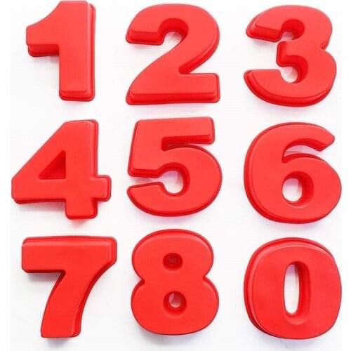 Goldbaking 9 Pieces Whole Set Large Silicone Number Mold Number Cake Moulds Baking Tray for Birthday Wedding 4/10 Inch (10/25cm)