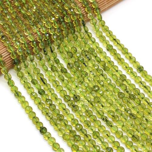 Natural Stone Peridot Coin Beads 6mm Olivine Green Faceted Loose Spacer Beads for Jewelry Making DIY Necklace Bracelet Gift 14