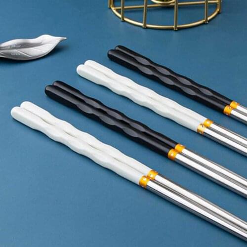Household 304 Stainless Steel Alloy Chopsticks Non-slip Iron Chopsticks High-grade Fashion Health High Temperature Resistance