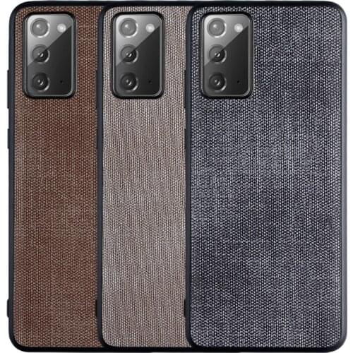Canvas Fabric Case for Samsung Galaxy Note 20 Ultra Soft TPU Around The Edge Hard PC At The Back 3in1 material