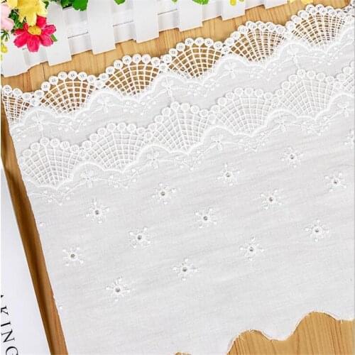 Ivory Double-layer Cotton Clothing Embroidery Fabric Milk Silk Thread Hollow Embroidery Lace Trims Accessories