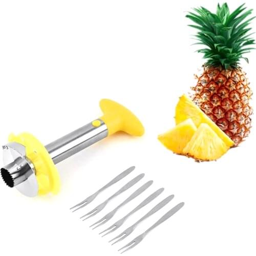 Stainless Steel Pineapple Core Remover Fruit Pineapple Corer Slicer Tool with Forks for Home Kitchen