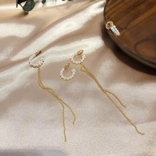 Multi-style ladies ear clip niche high-end pearl mosquito coil plate without pierced ear bone ear clip jewelry