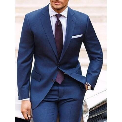 ANNIEBRITNEY Navy 2 Piece Slim Fit Men Formal Suit Tailor Made Groom Wedding Tuxedo 2 Piece Prom Wedding Business Men Suit Set