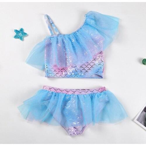 Girl Swimsuit Cute Baby Swimswear Beach Bathing Suits for Kids 1-10y Childrens Bikini Rainbow Print Quick-drying Swimming Wear