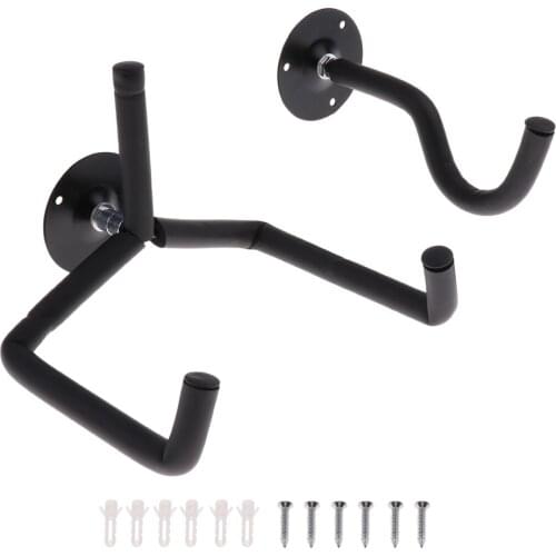 Metal Guitar Bass Slat Wall Hanger Hook Horizontal Holder Rack Support Bracket Black