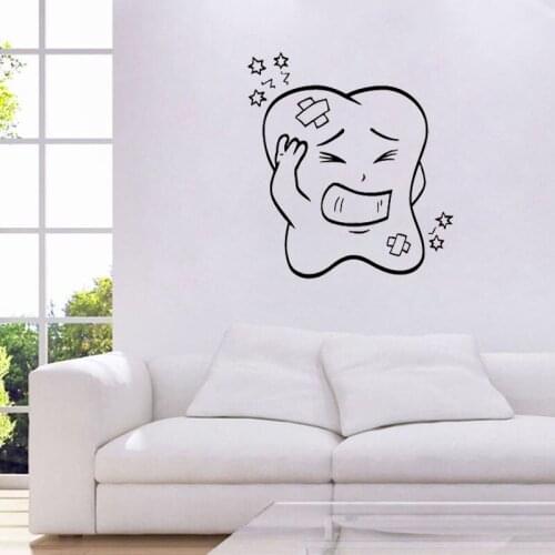 Cartoon Tooth Emotions Wall Sticker Teeth Dentist Dental Clinic Decor Wallpaper Bathroom Decoration Children Room Wall Decals