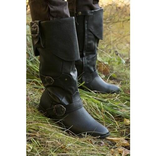 Mens Medieval Leather Shoe Middle Ages Ankle Boots Victorian Renaissance Boot Shoes
