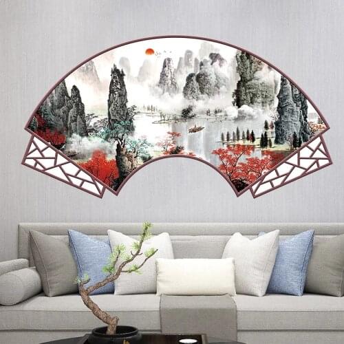 Landscape Wall Stickers Vintage Home Office Decor Chinese Style Living Room Bedroom Decoration Teenager Aesthetic Wallstickers