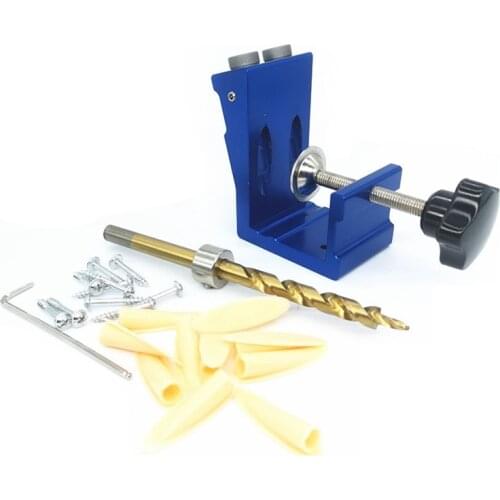 Pocket Hole Drill Guide Dowel Jig Oblique Hole Locator Drilling Kit Woodworker DIY Tools with Drill Bit