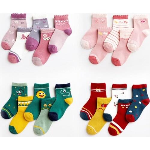 5 Pairs Baby Girls Boy Socks Spring Autumn Cotton Newborn Baby Socks Cartoon Kids Socks for Children Socks 1-12Y Toddler Socks