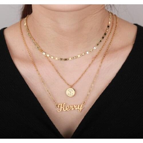 Necklace For Women Custom Name Silver Gold Chains With Pendants Stainless Steel Jewelry 2021 New Vintage Pearl Choker Qitian