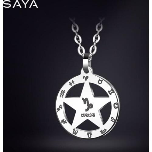 12 Constellation Necklace, 2021 Men Pendant, Personality Tide Valentines Day Gift, Hip Hop Pendant, Free Shipping, Engraving
