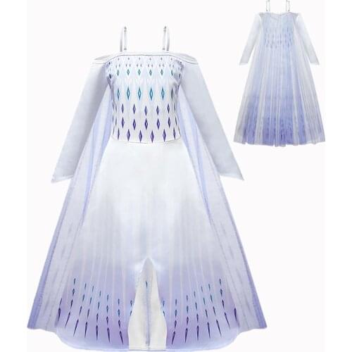 Girls Elsa Dress Snow Queen White Dress Gauze Skirt Kids Baby Girl Clothes Birthday Party Prom Performance Cosplay Girl Clothing